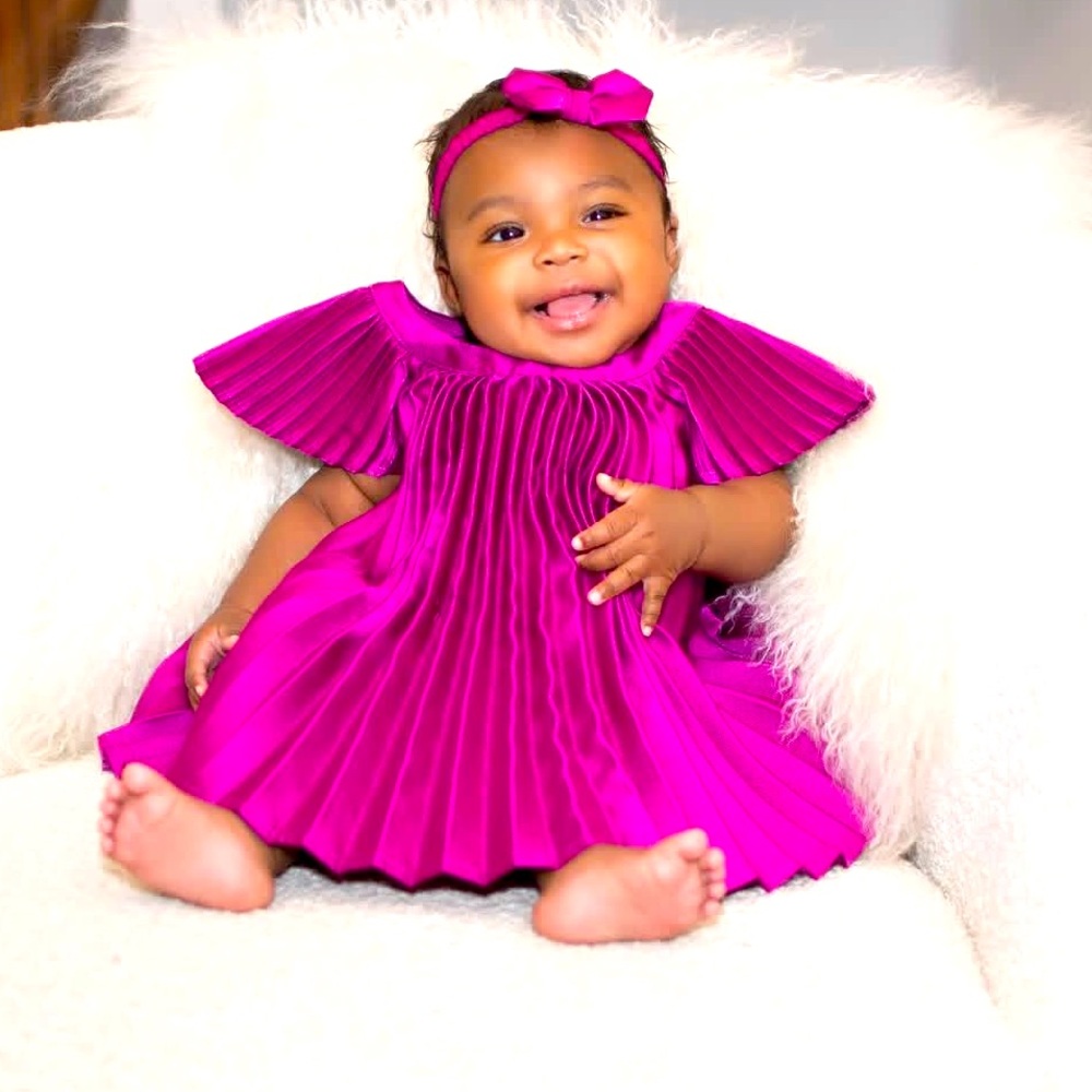Vibrant Magenta Baby Dress with Bow Headband